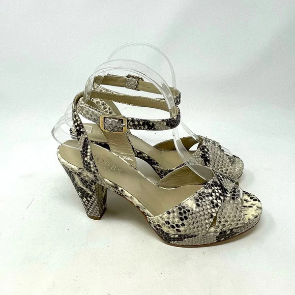 Hobbs London Snake Leather Vivienne Heeled Sandals Size 37 / US 6 - Picture 7 of 12